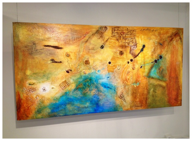 Positano, mixed media on wood panel, 8 ft. x 4 ft.