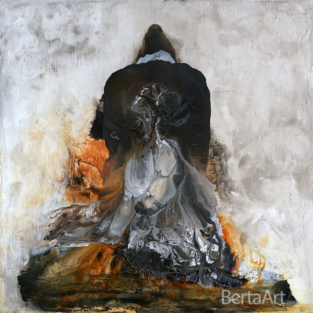 Clara Berta Mystery, abstract art mixed media painting from her Flow series