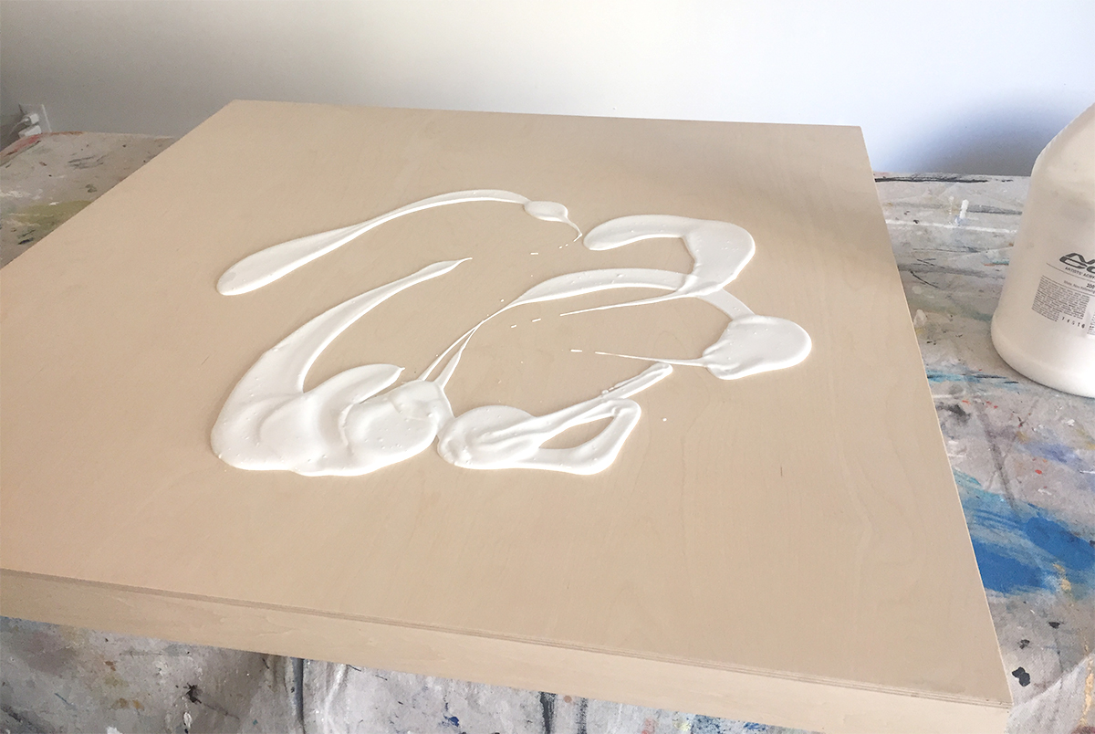 Clara Berta Commissioned Art wood panel first layer of gesso