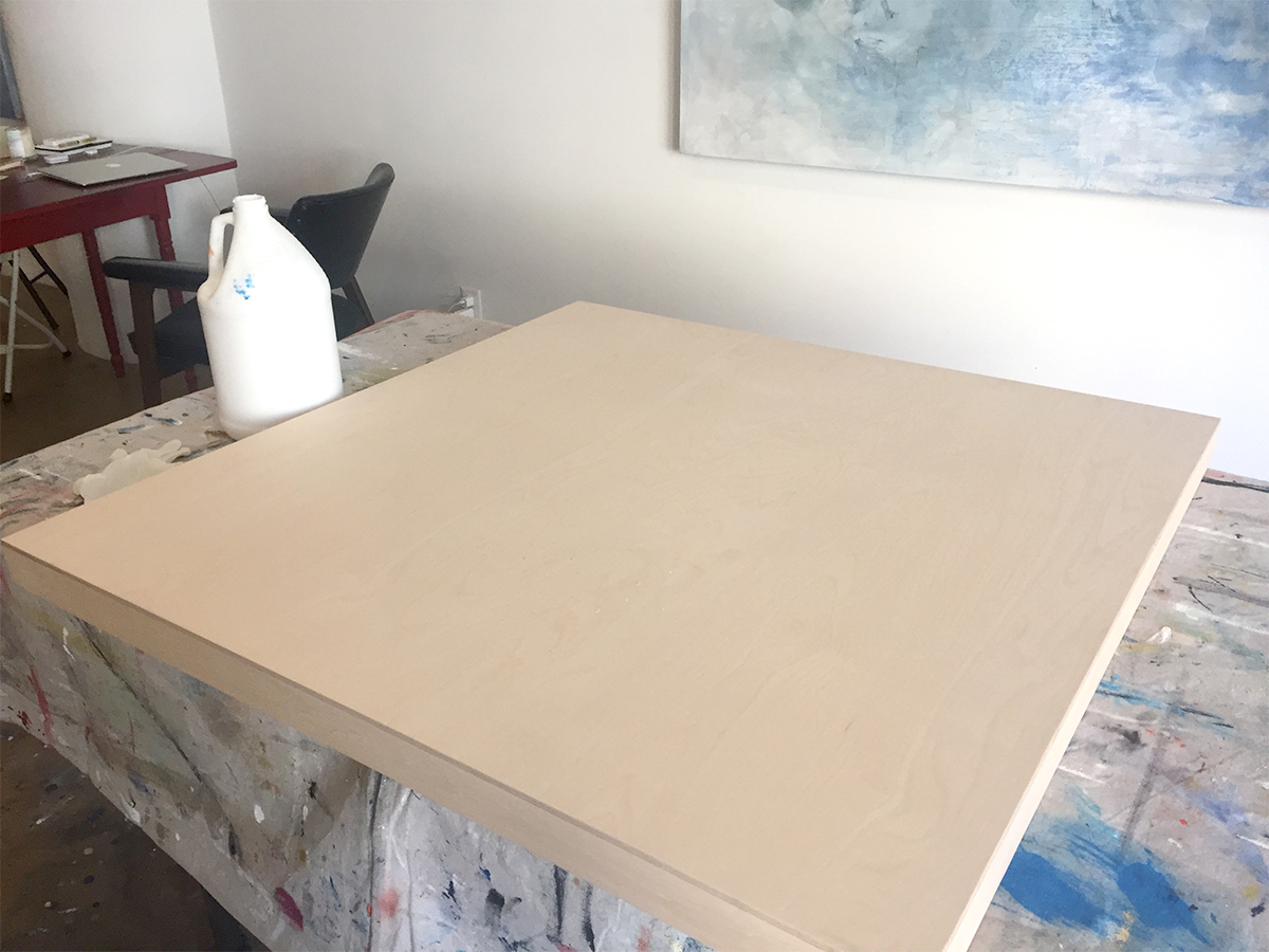 Clara Berta Commissioned Art blank wood panel at start of creating painting 