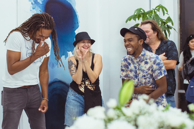 Guests enjoy the opening celebration of BertaArt Studio Gallery