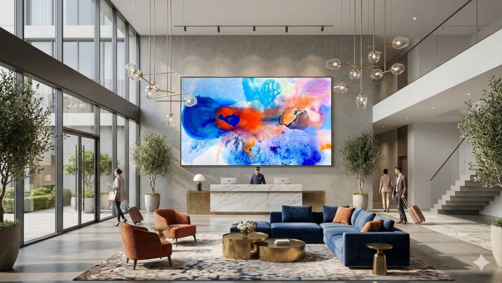 A visualization of Clara Berta’s 72x115 inch large-scale fluid movement art titled 