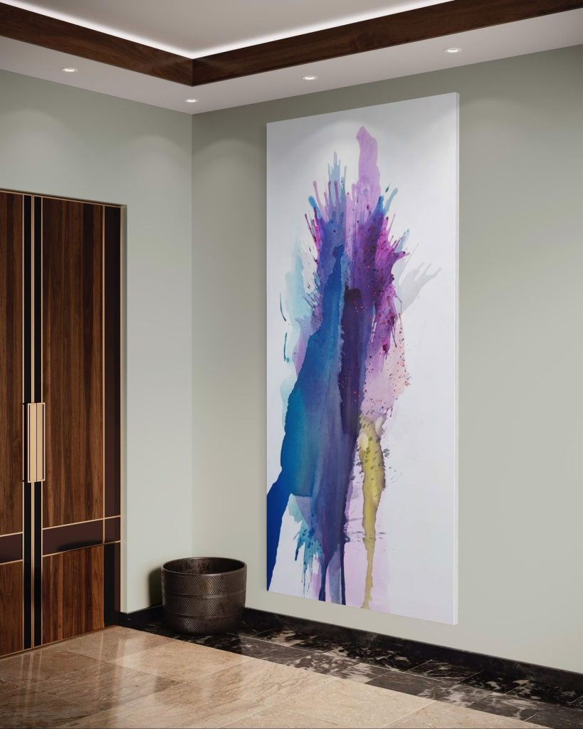 Large-scale abstract fluid painting titled 'Magical Night' by Clara Berta. The composition features deep indigo, midnight blue, and black hues contrasted with luminous [insert highlight colors, e.g., gold or silver] pouring patterns. The fluid acrylic technique creates marble-like veins and ethereal gradients that mimic a celestial or nocturnal landscape.