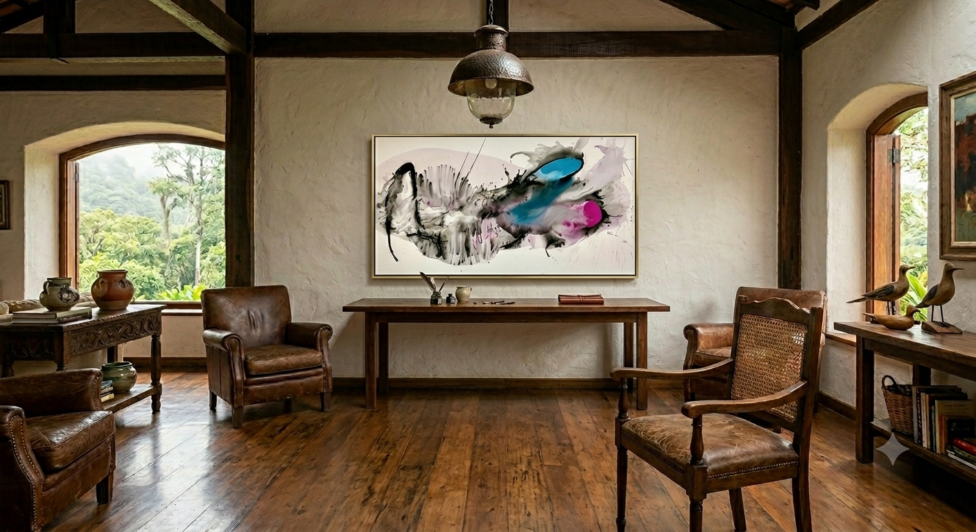 A large modern abstract painting titled 