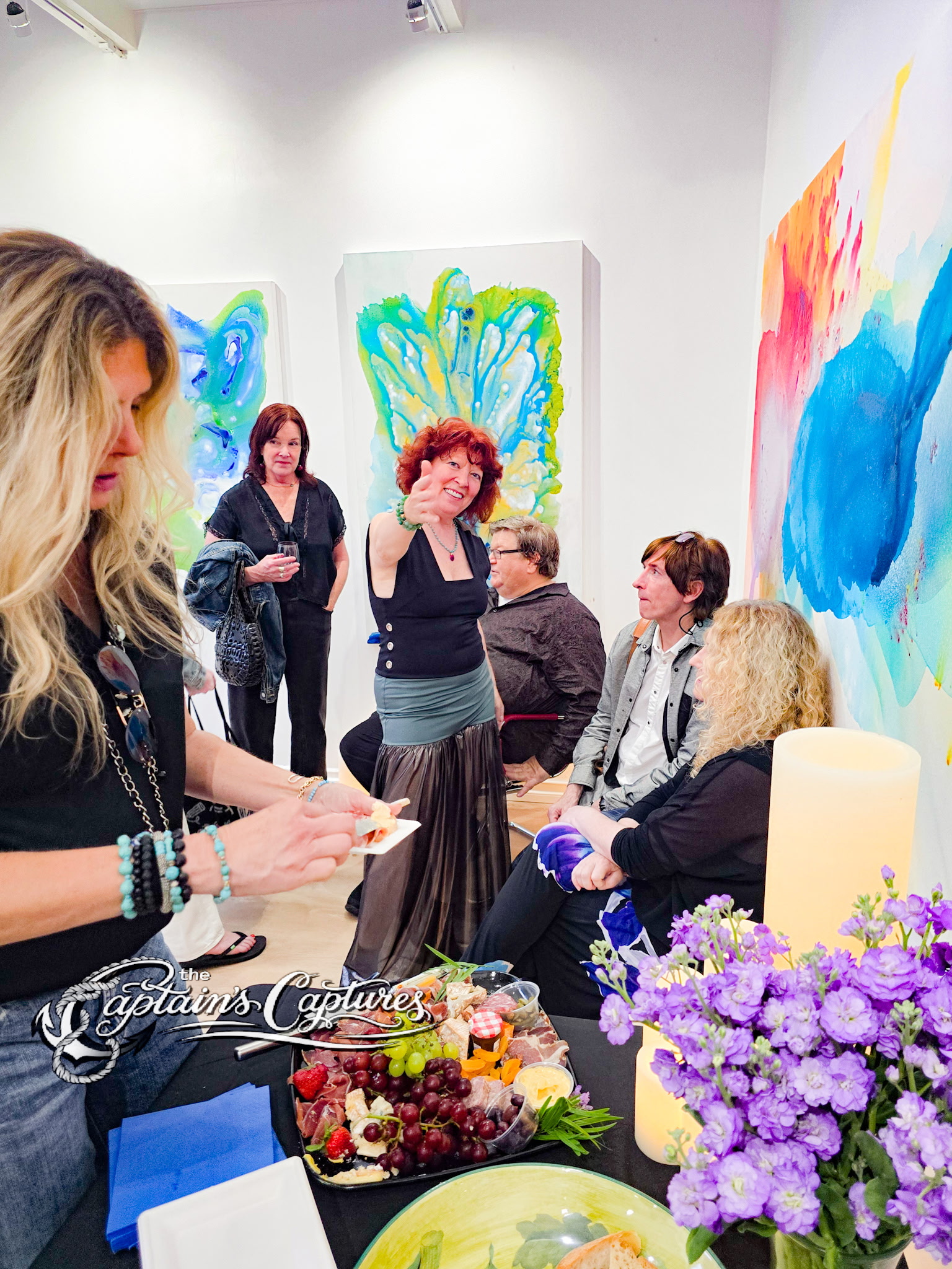 Food and art at the grand opening exhibition at Clara Berta Studio, Laguna Beach