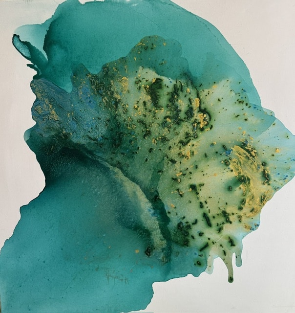 Close up texture and paint layers showing the creative process of abstract art by Clara Berta.