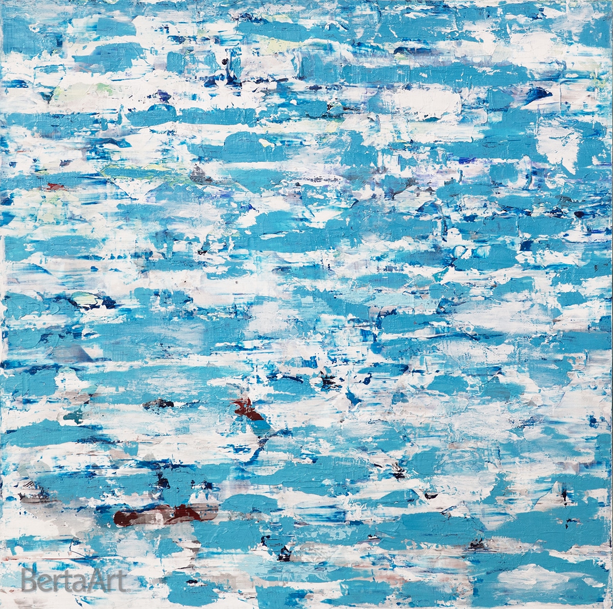 A large-scale custom commissioned abstract painting by Clara Berta inspired by the Whitsunday Islands