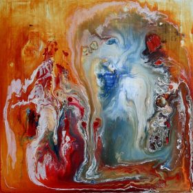 DISCOVERY<br>
Created: 2016<br>
Acrylic on Wood<br>
Size: 20 x 20<br>
Copyright Clara Berta<br>
All rights reserved<br>